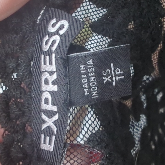 Vintage Y2K Express Black Lace Over Mesh Top - Picture 4 of 5